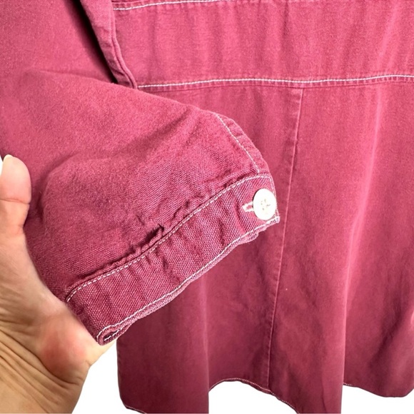 Wine Colored Utility Canvas Made in USA Button-Up Dress - Picture 5 of 8